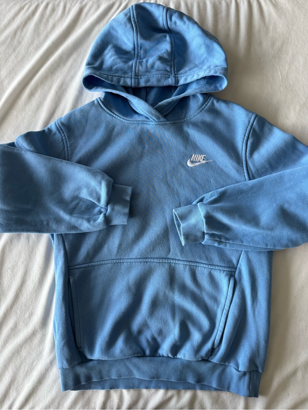 Nike Light Blue Crewneck Hoodie with White Swoosh